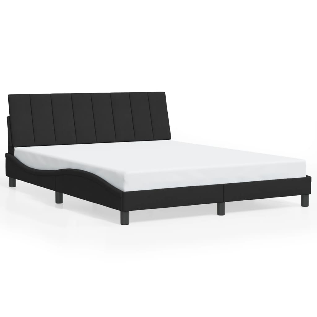 Bettgestell ohne Matratze "Hanko" Schwarz 160x200 cm Samt