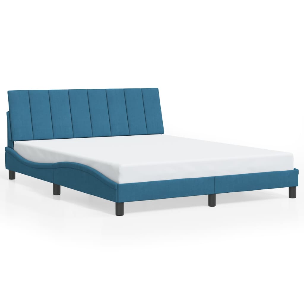 Bettgestell ohne Matratze "Hanko" Blau 160x200 cm Samt