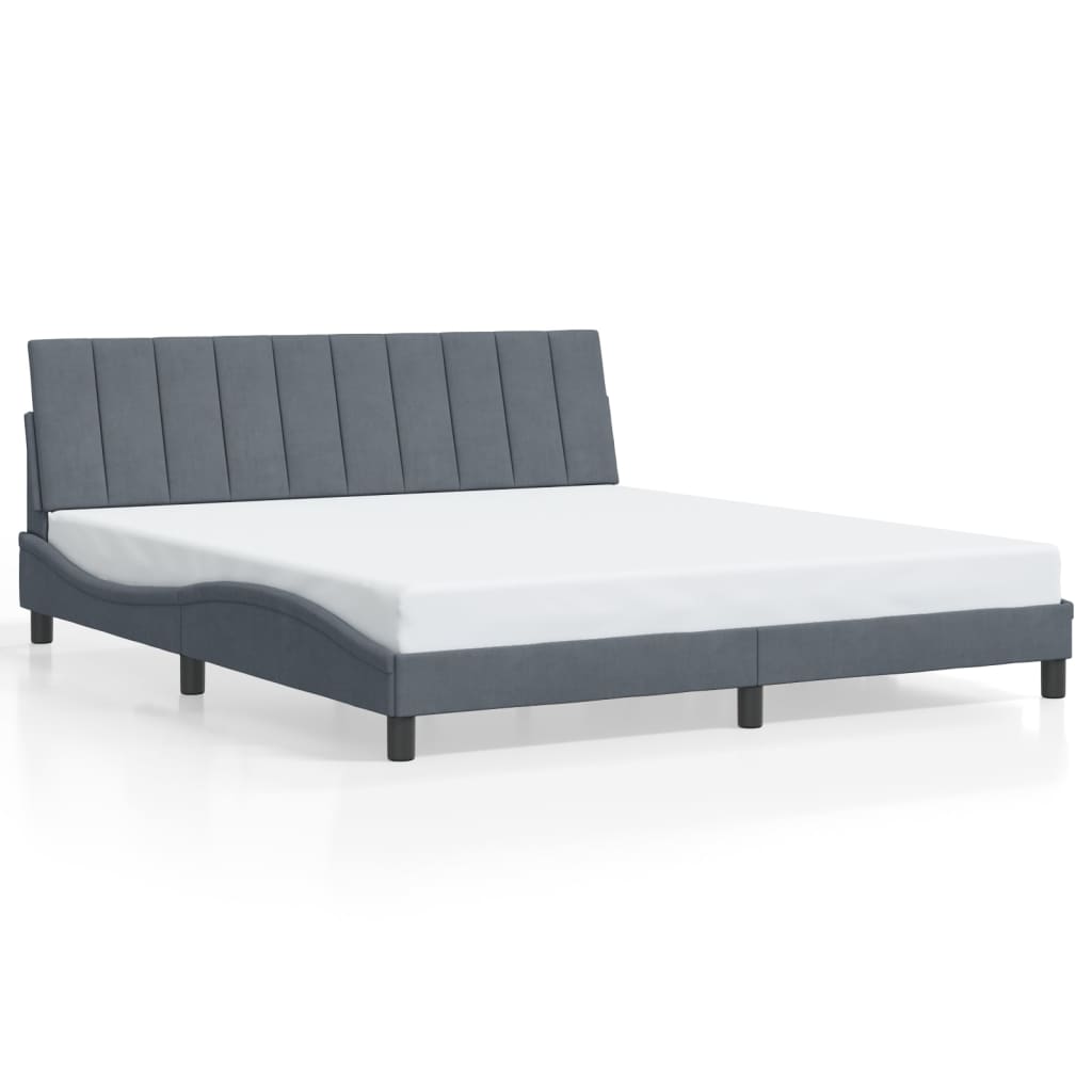Bettgestell ohne Matratze "Hanko" Dunkelgrau 180x200 cm Samt
