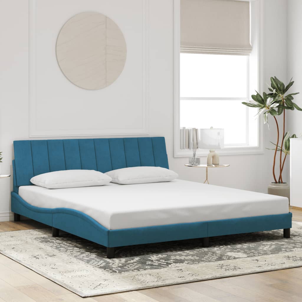 Bettgestell ohne Matratze "Hanko" Blau 180x200 cm Samt