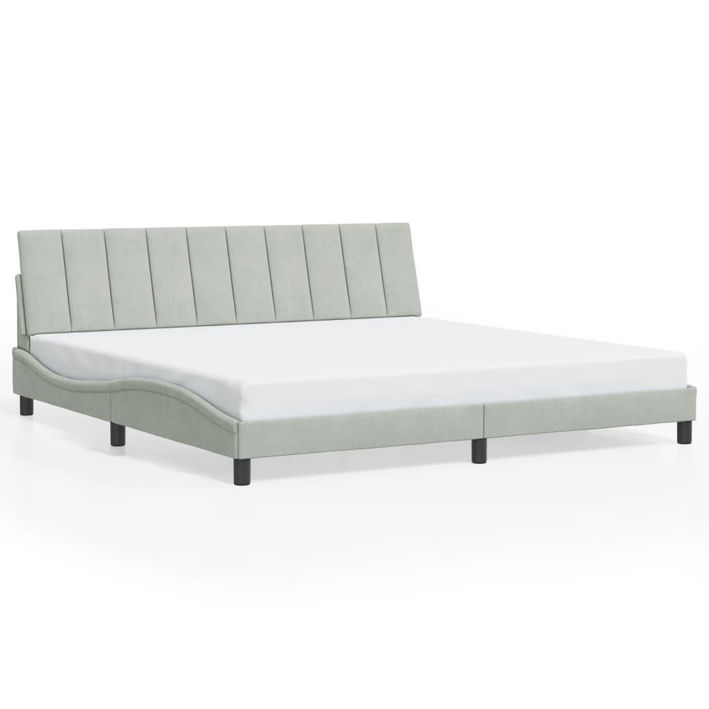 Bettgestell ohne Matratze "Hanko" Hellgrau 200x200 cm Samt