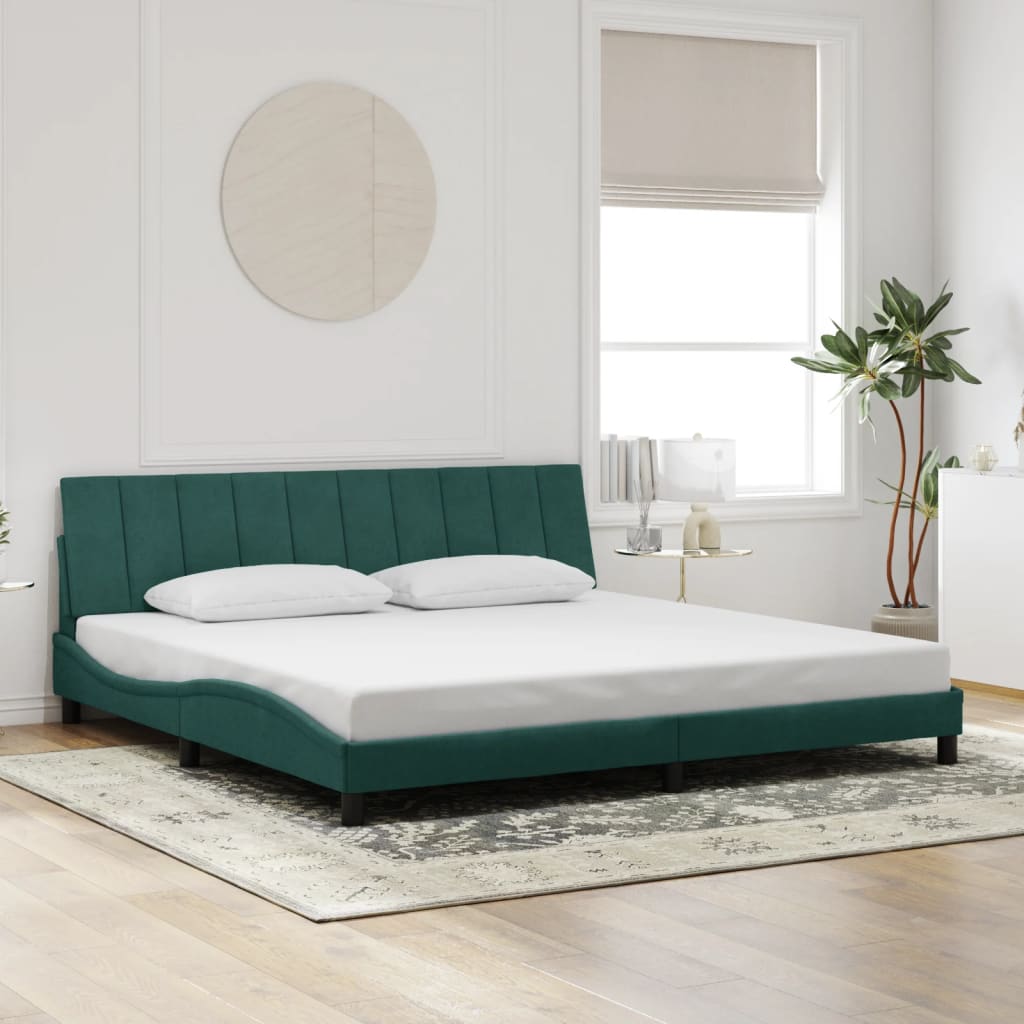 Bettgestell ohne Matratze "Hanko" Dunkelgrün 200x200 cm Samt