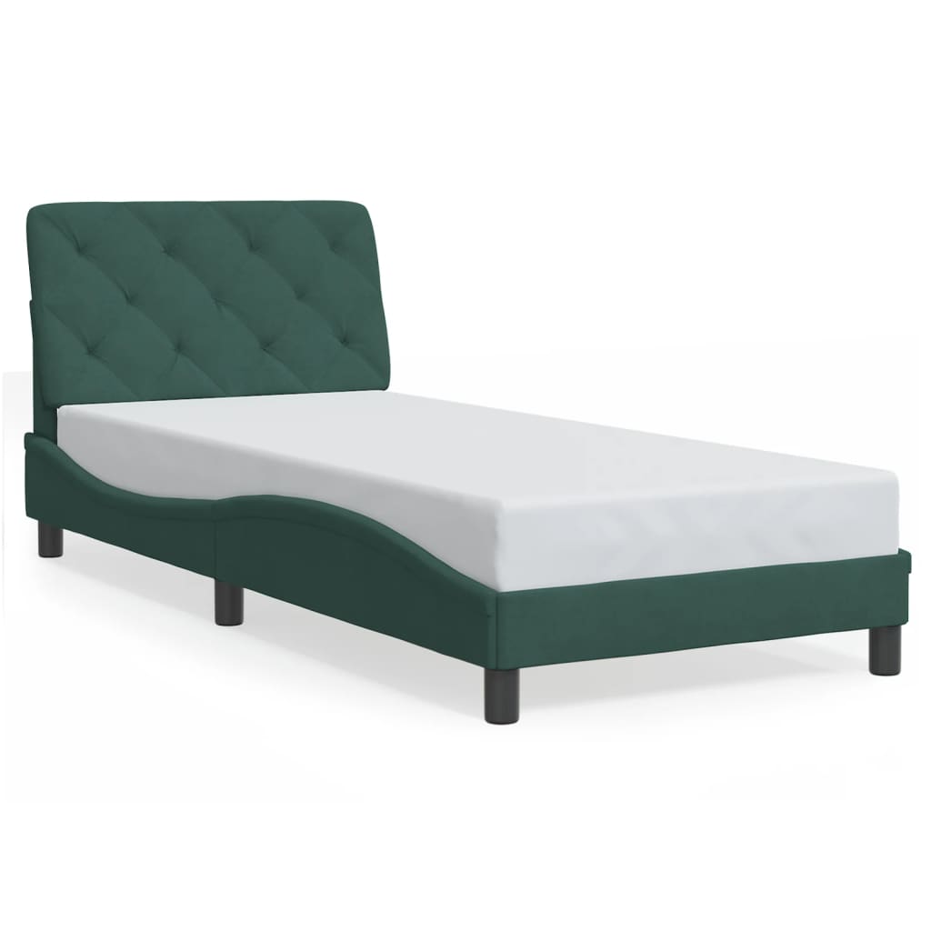 Bettgestell ohne Matratze Dunkelgrün 90x190 cm Samt