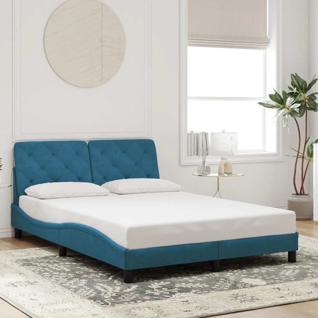 Bettgestell ohne Matratze Blau 120x200 cm Samt