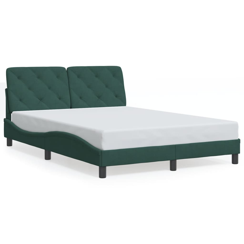 Bettgestell ohne Matratze Dunkelgrün 140x190 cm Samt