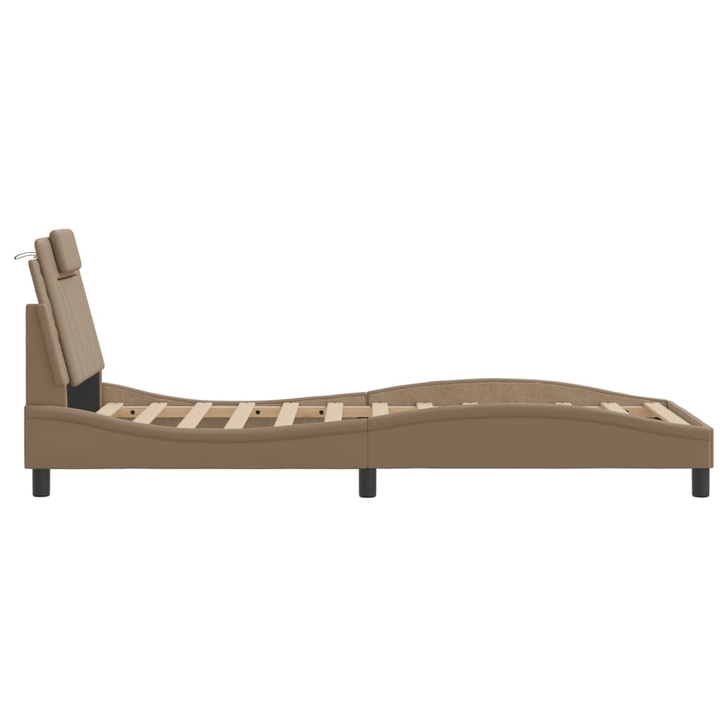 Bettgestell "Viana" ohne Matratze Cappuccino-Braun 80x200 cm Kunstleder
