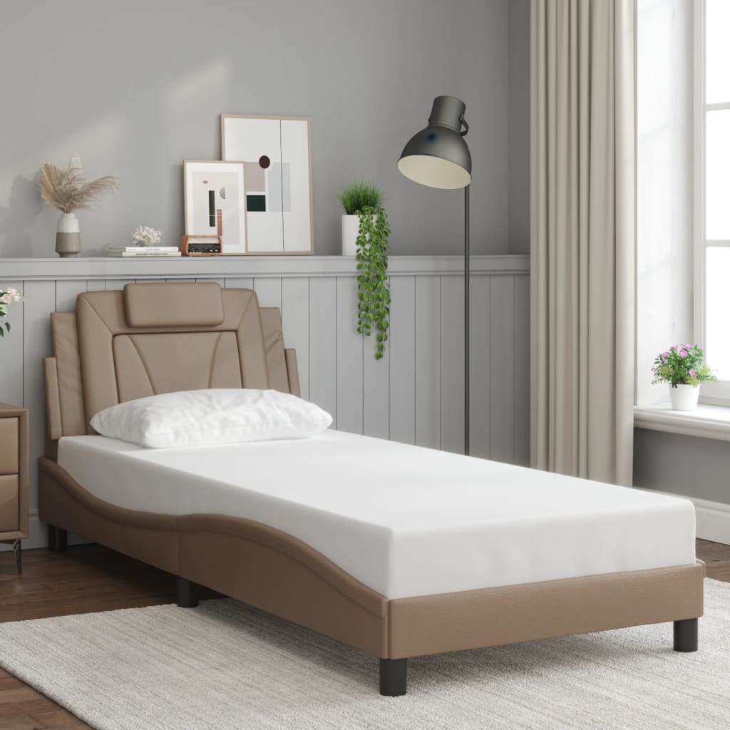 Bettgestell "Viana" ohne Matratze Cappuccino-Braun 80x200 cm Kunstleder