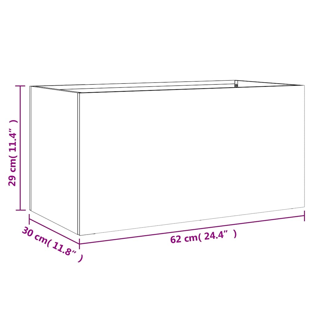 Plant Pot Silver 62x30x29 cm Galvanized Steel