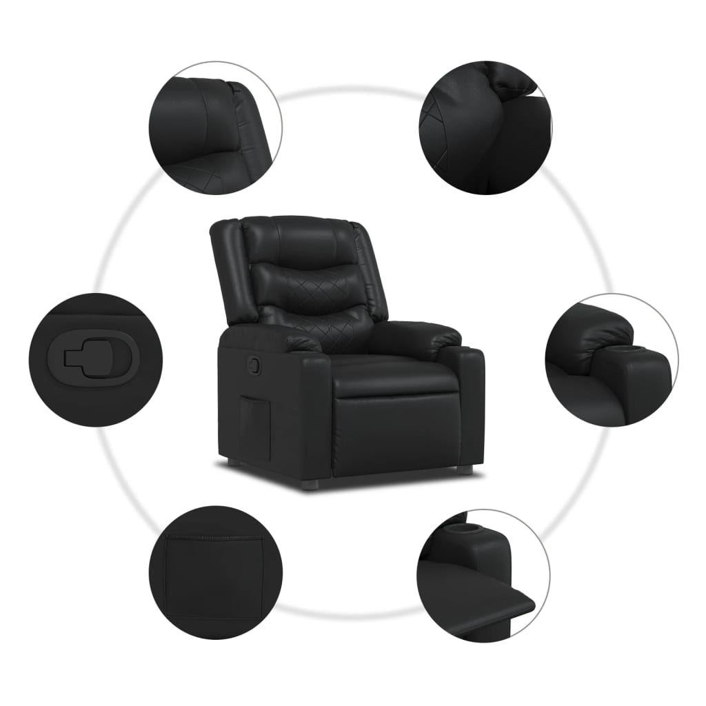 Relaxing Chair Black Faux Leather