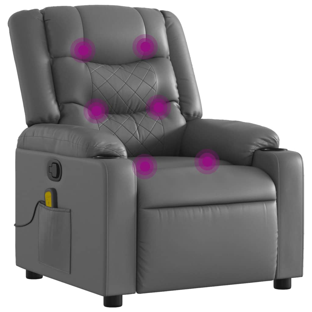 Massage Chair Gray Faux Leather
