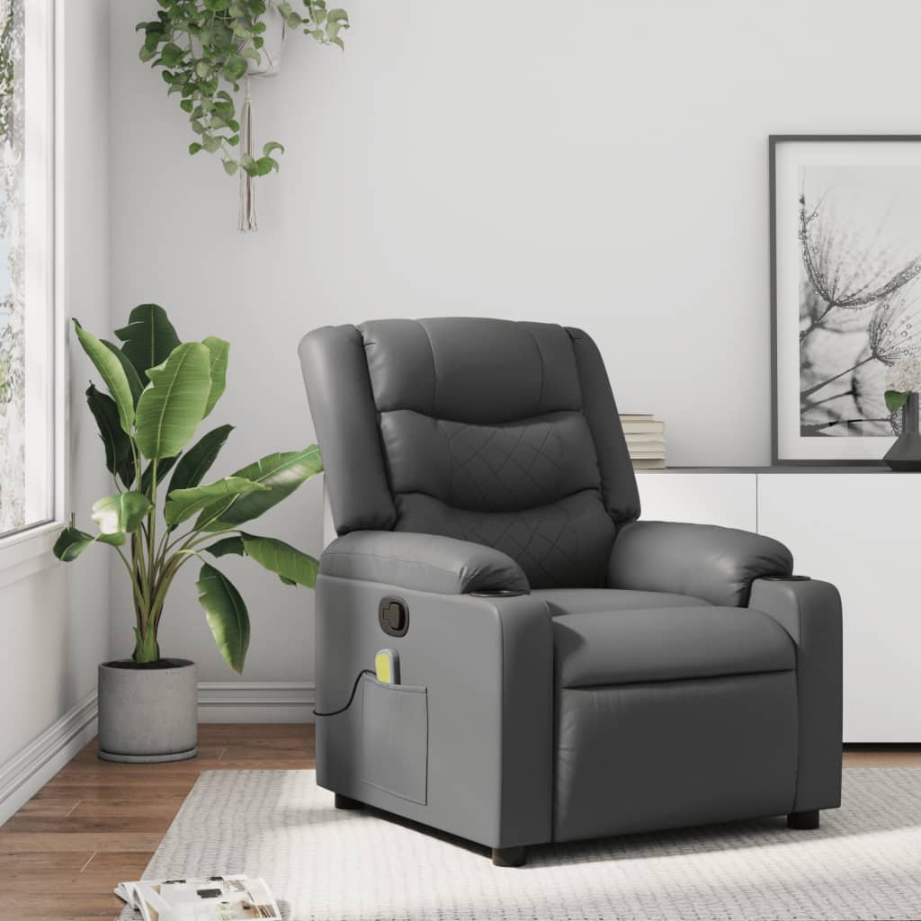 Massage Chair Gray Faux Leather