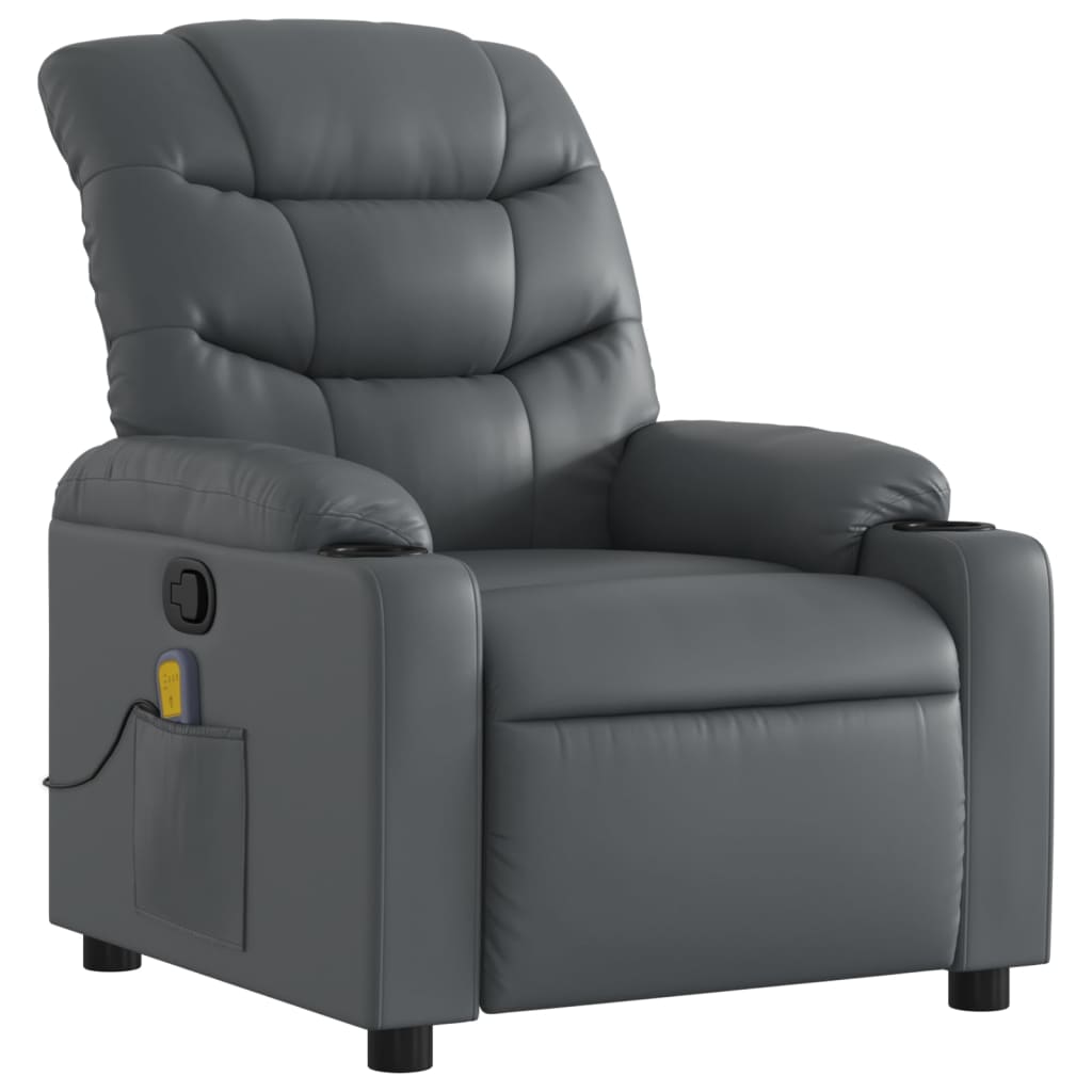 Massage Chair Gray Faux Leather