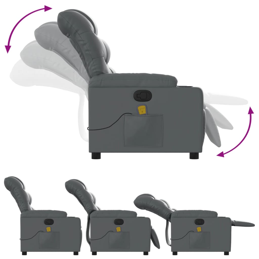 Massage Chair Gray Faux Leather