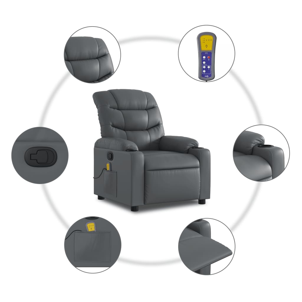 Massage Chair Gray Faux Leather