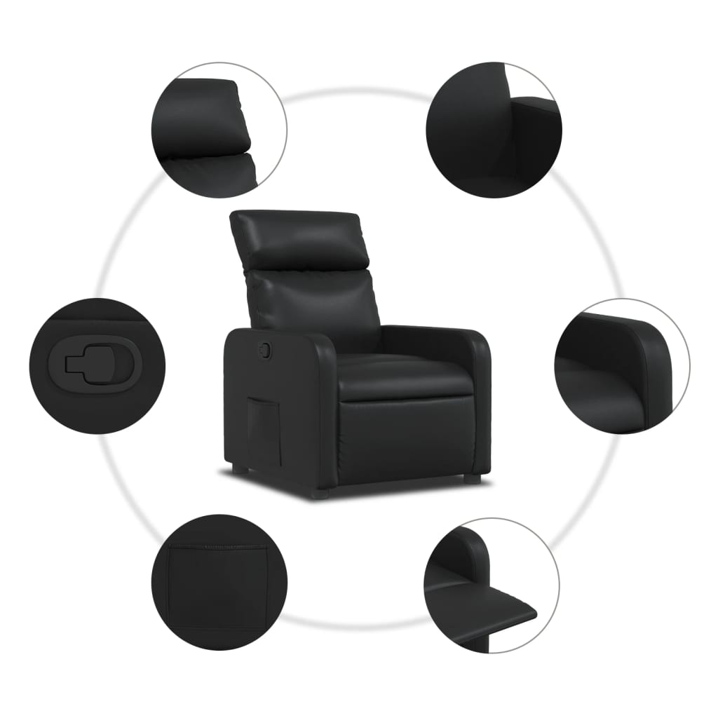 Relaxing Chair Black Faux Leather