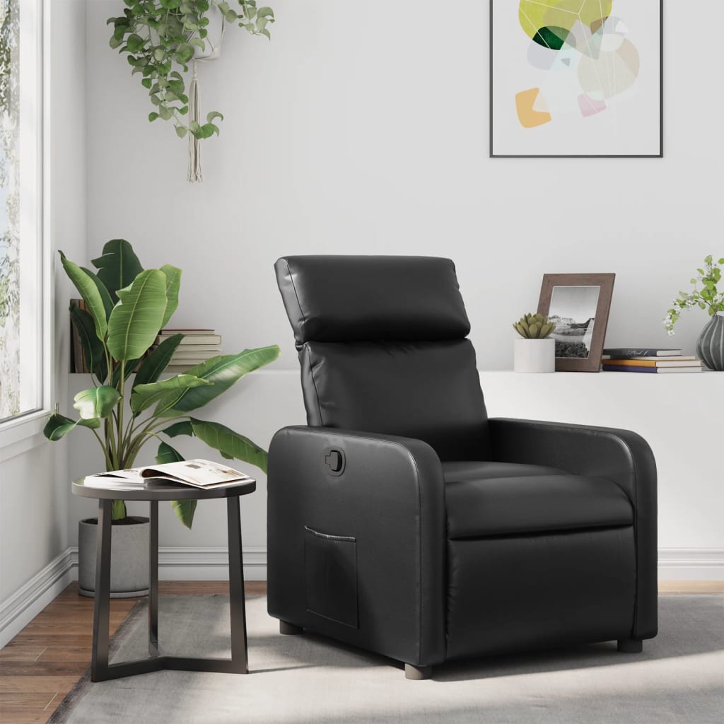 Relaxing Chair Black Faux Leather
