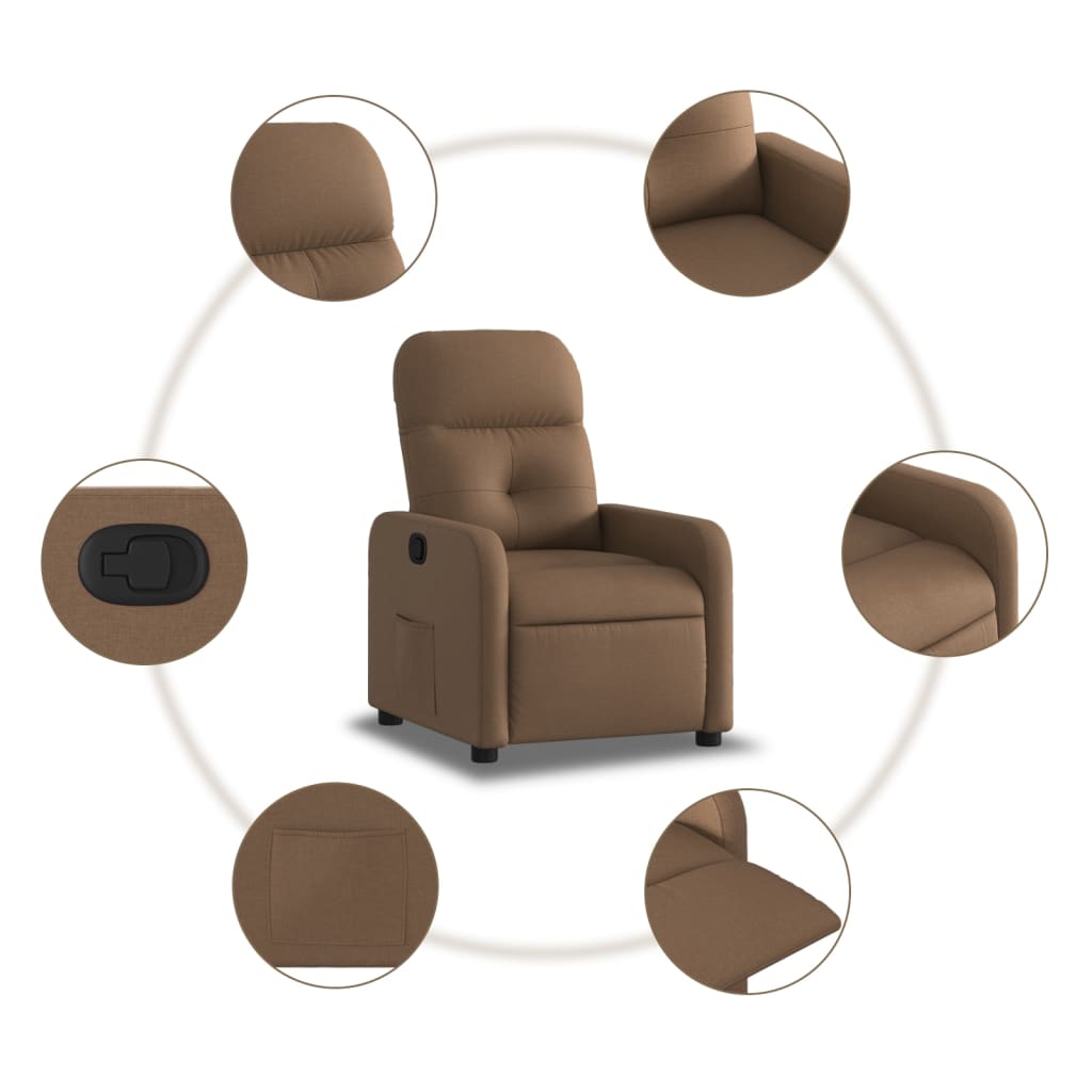Relaxing Chair Brown Fabric