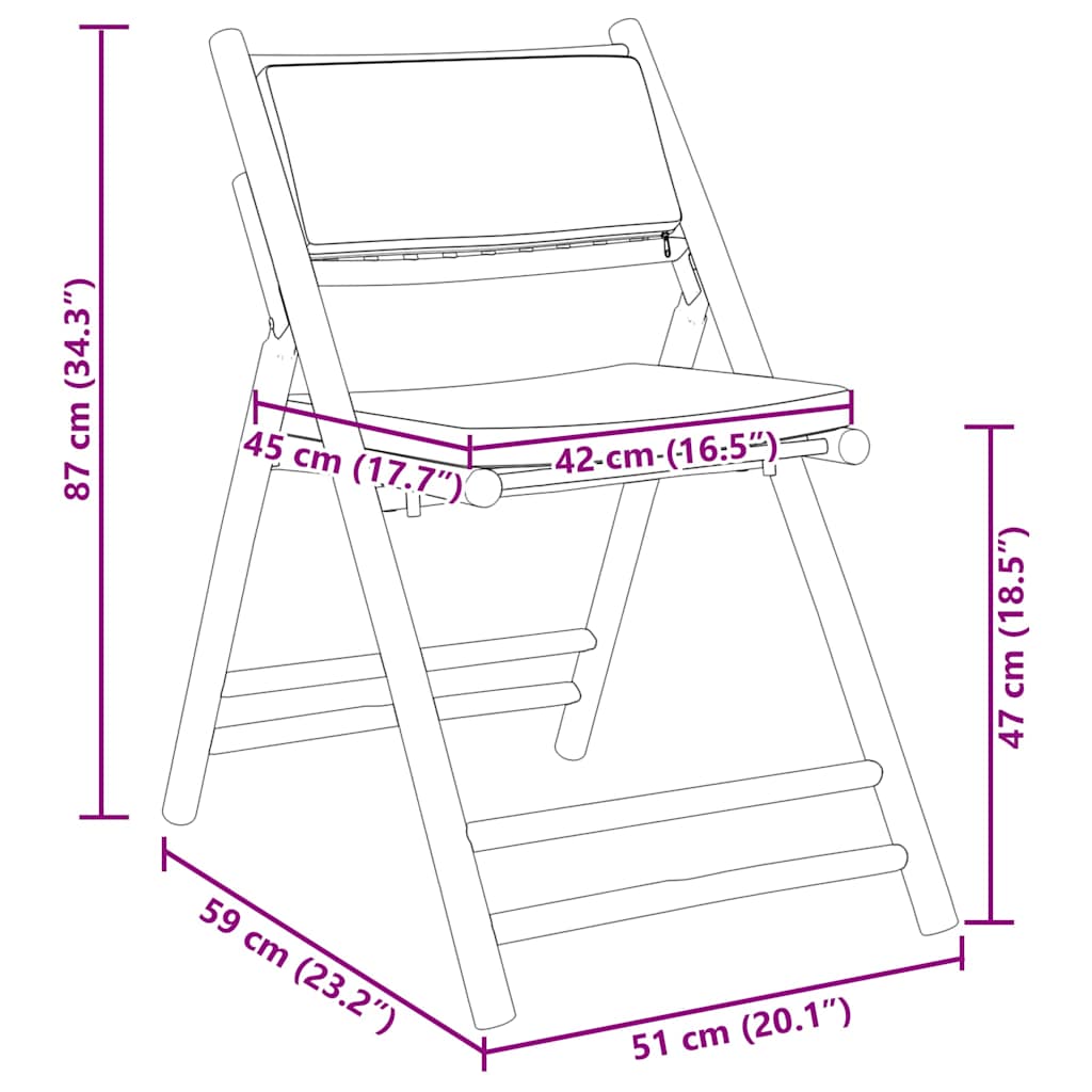 3-tlg. Bistro-Set Klappbar mit Dunkelgrauen Kissen Bambus