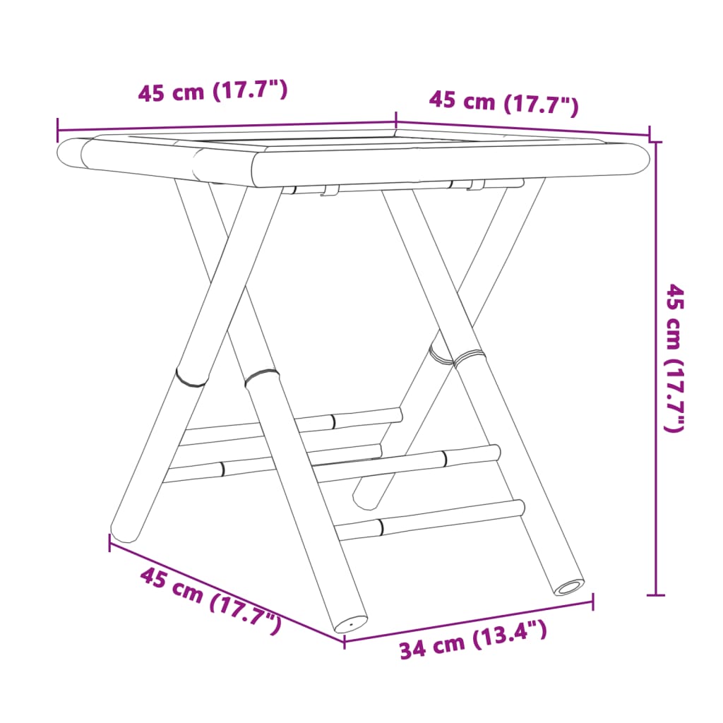 Garden Table Foldable 45x45x45 cm Bamboo