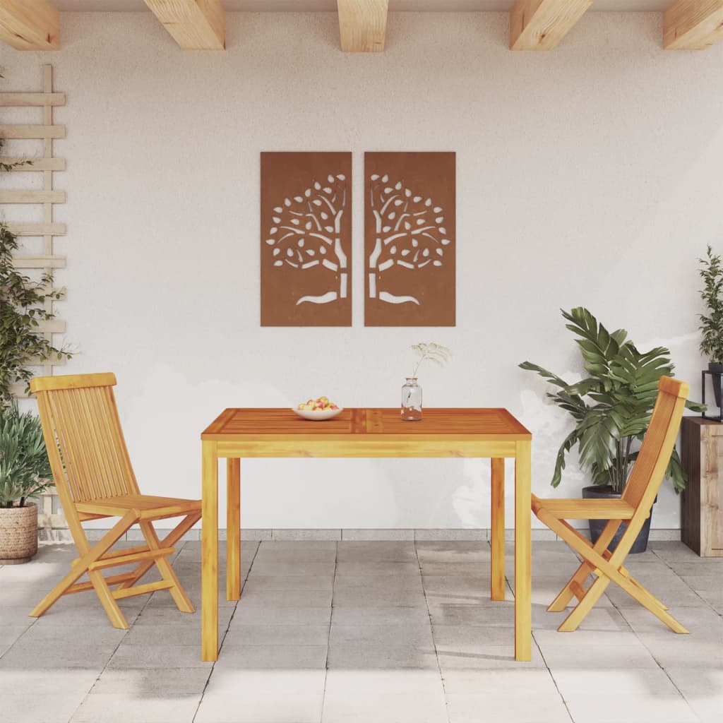 Garden dining table 110x110x75 cm solid acacia wood