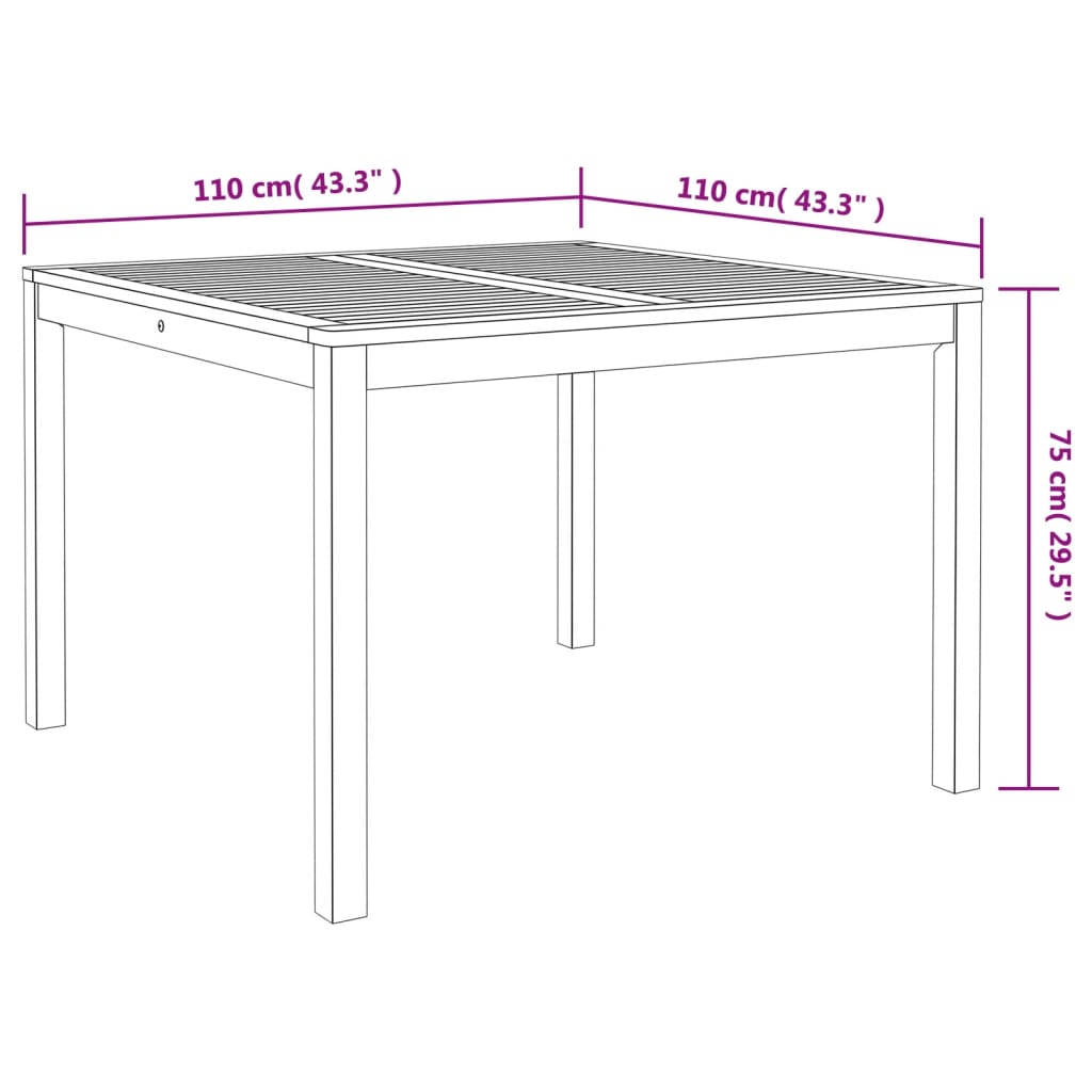 Garden dining table 110x110x75 cm solid acacia wood