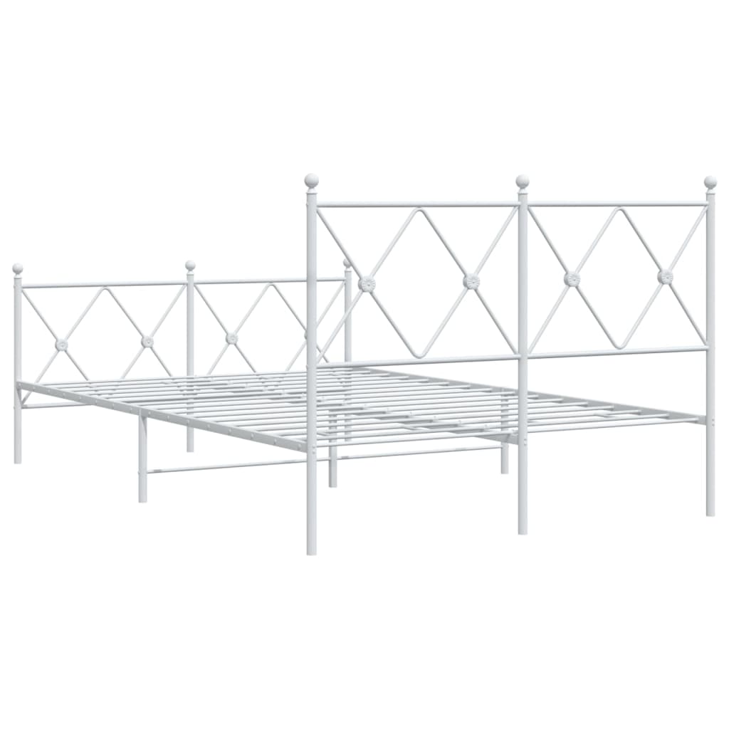 Bettgestell mit Kopf- und Fußteil Metall Weiß 120x200 cm