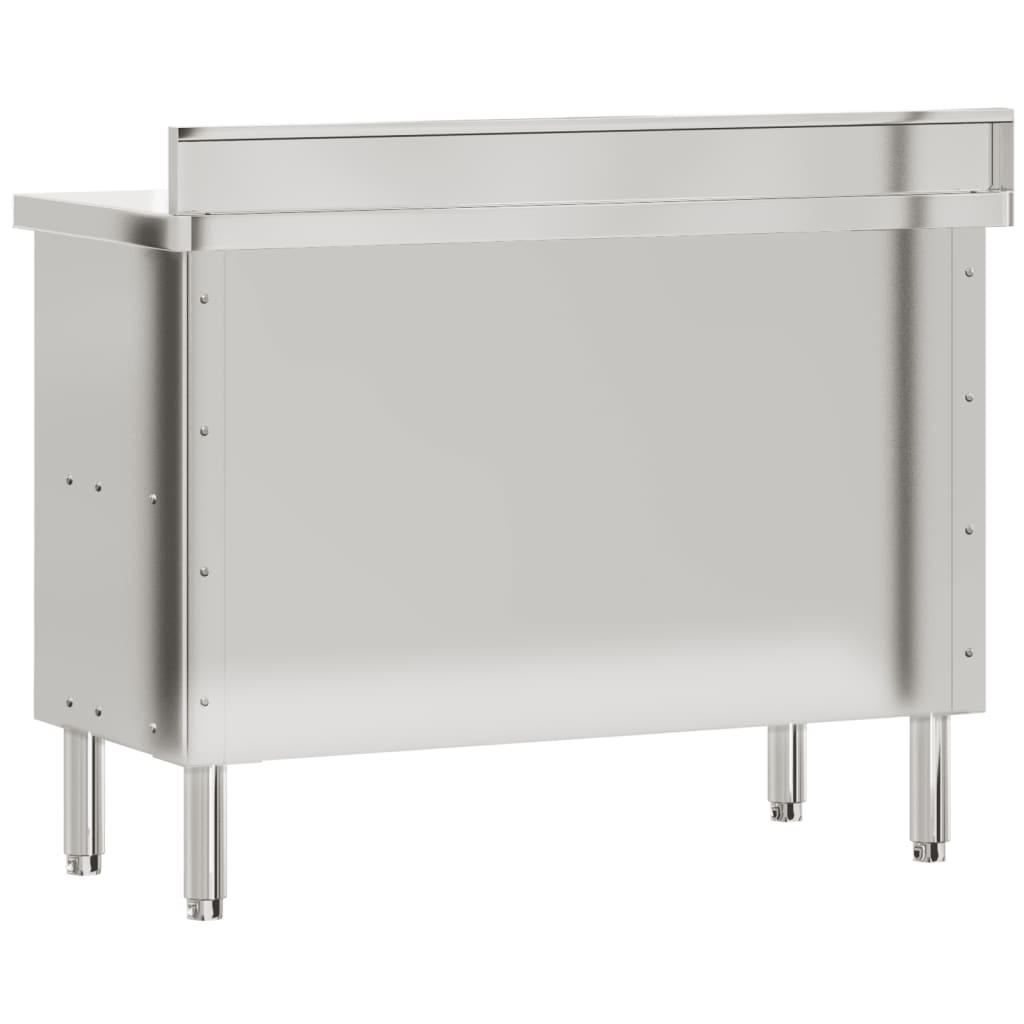 Kitchen work table with sliding doors stainless steel