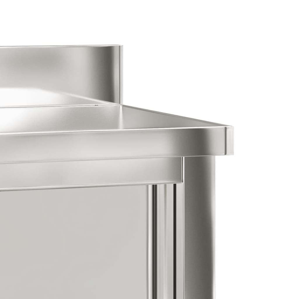 Kitchen work table with sliding doors stainless steel