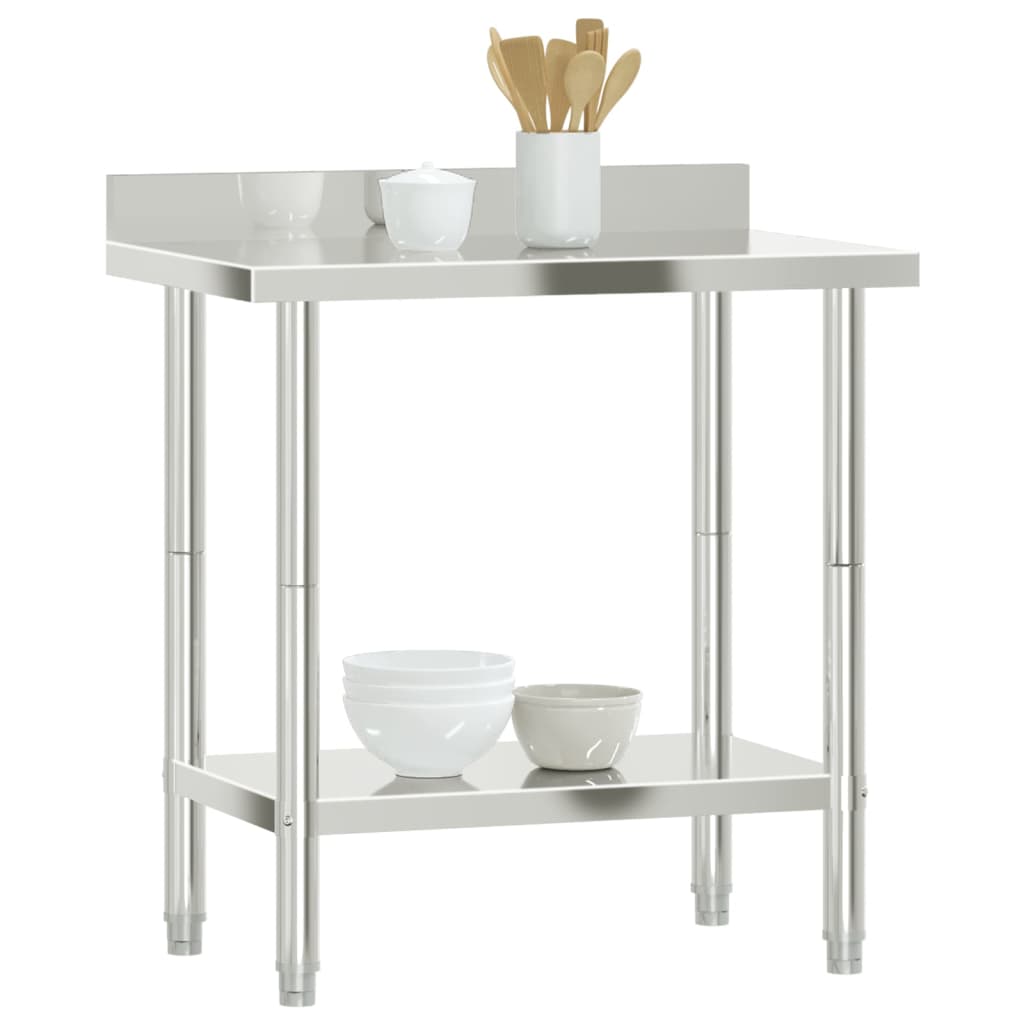 Kitchen work table with upstand 82.5x55x93 cm stainless steel