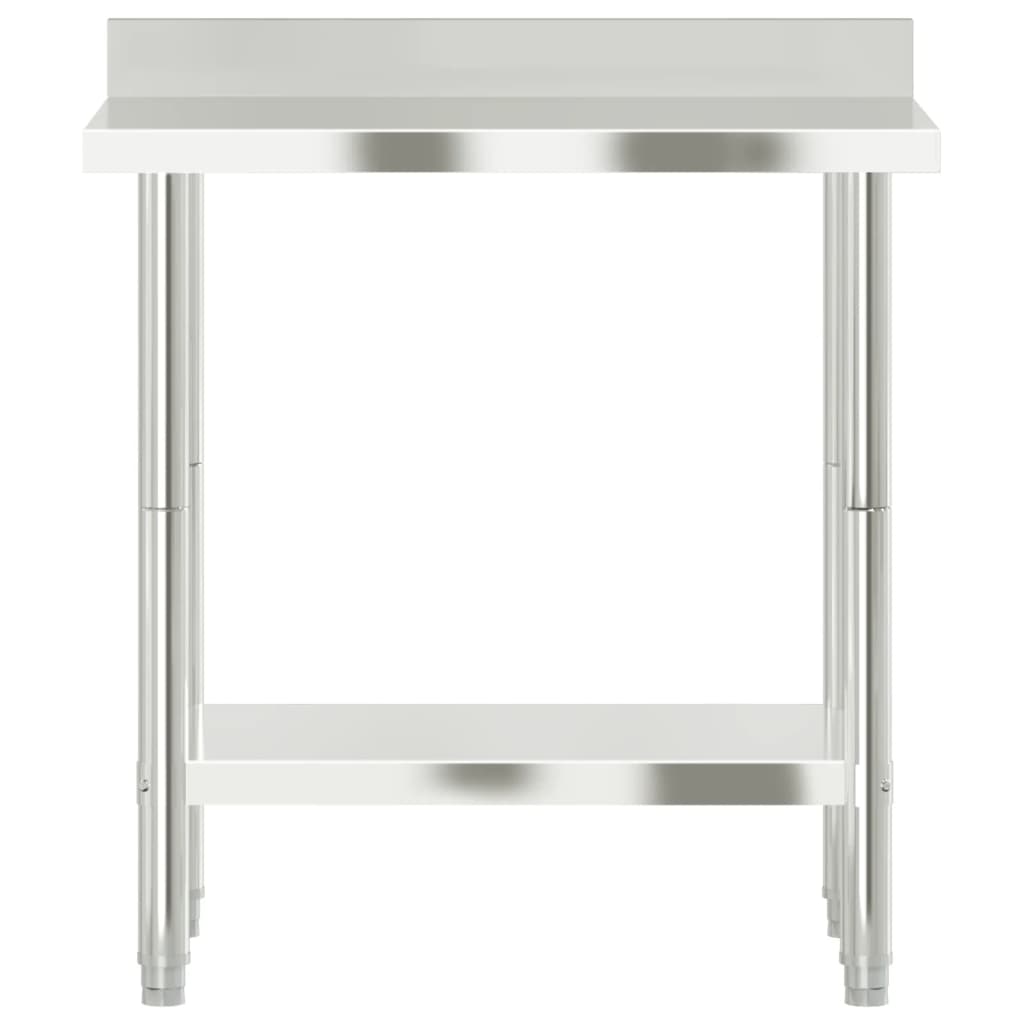 Kitchen work table with upstand 82.5x55x93 cm stainless steel