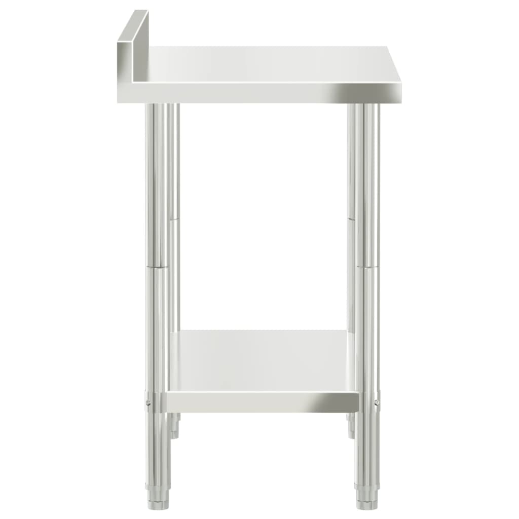 Kitchen work table with upstand 82.5x55x93 cm stainless steel