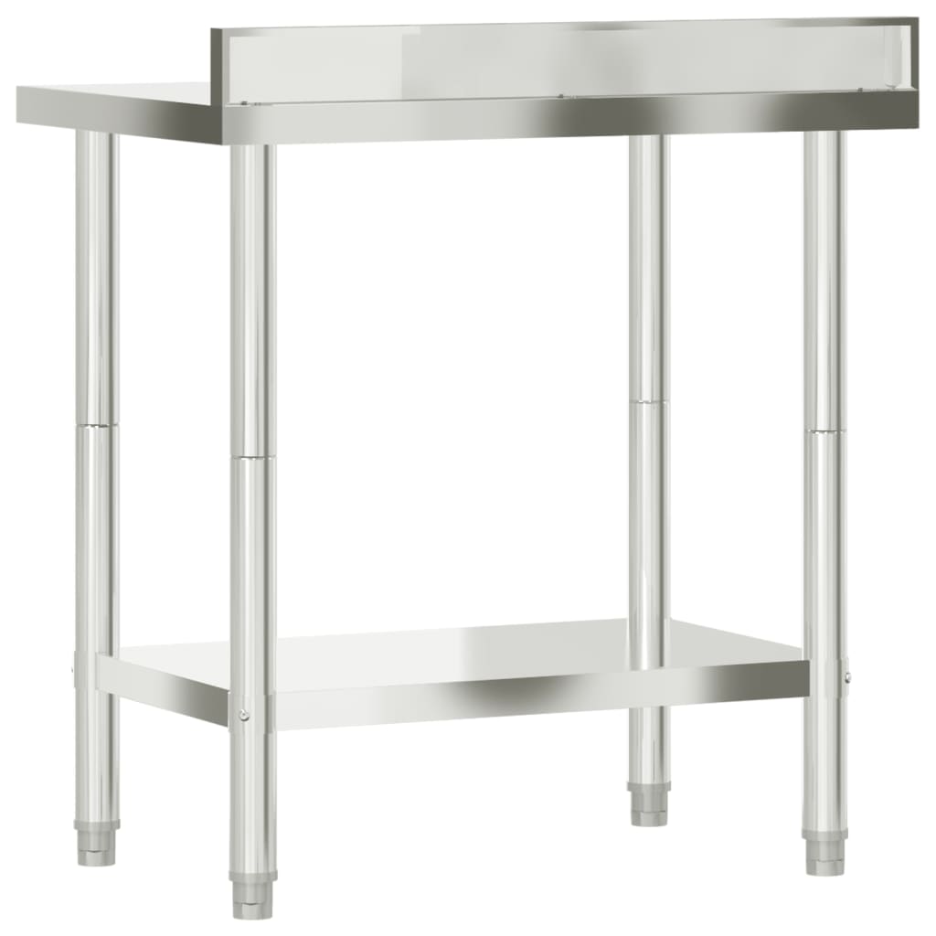 Kitchen work table with upstand 82.5x55x93 cm stainless steel