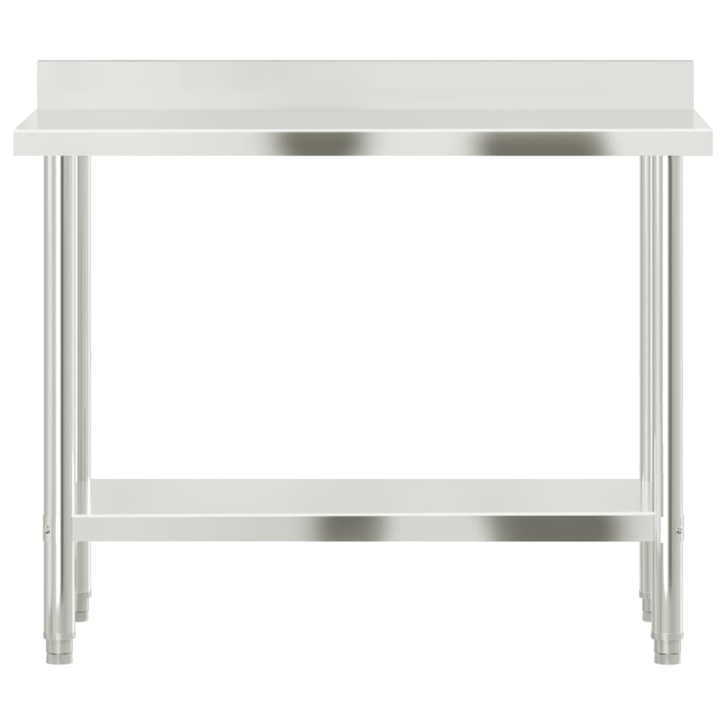 Kitchen work table with upstand 110x55x93 cm stainless steel