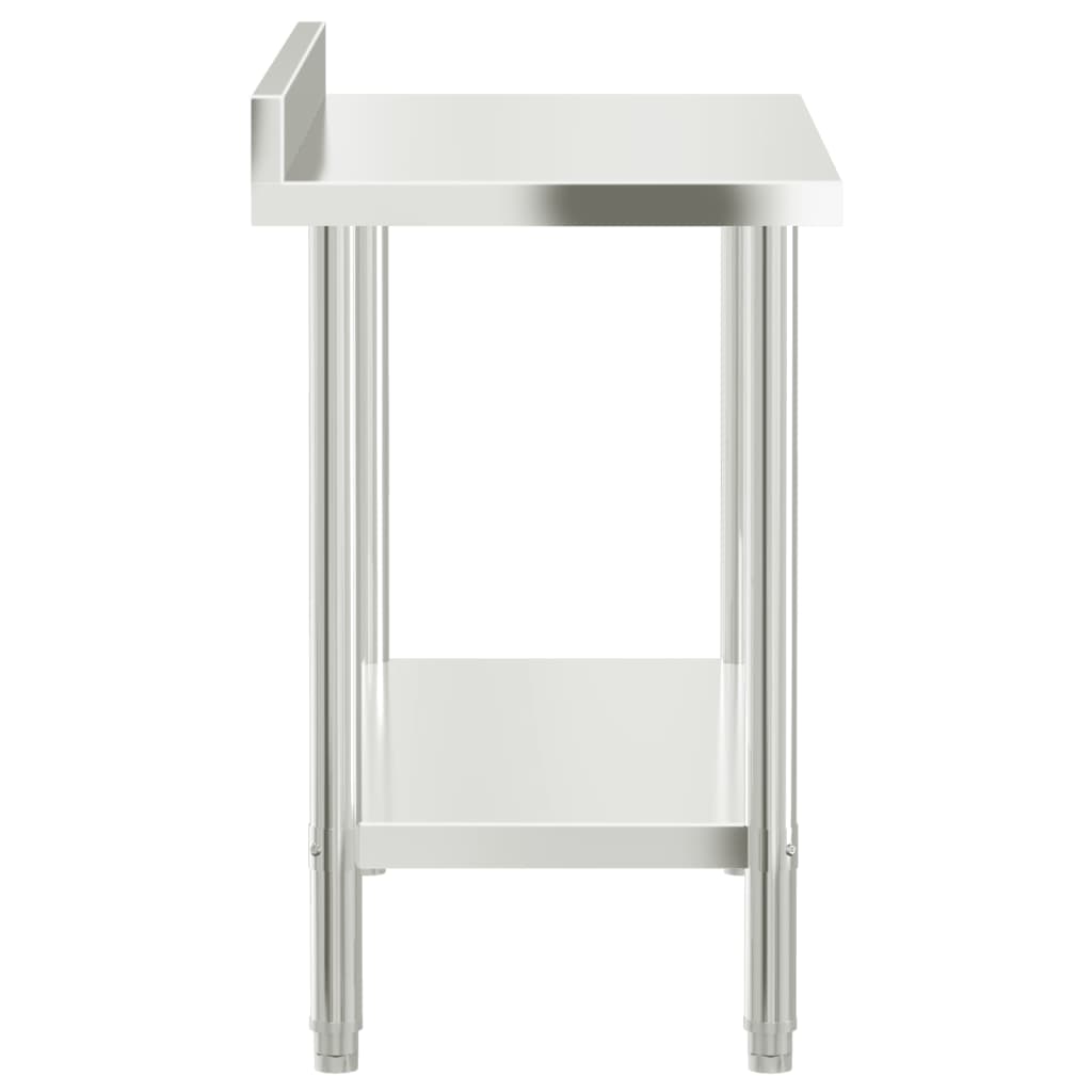 Kitchen work table with upstand 110x55x93 cm stainless steel