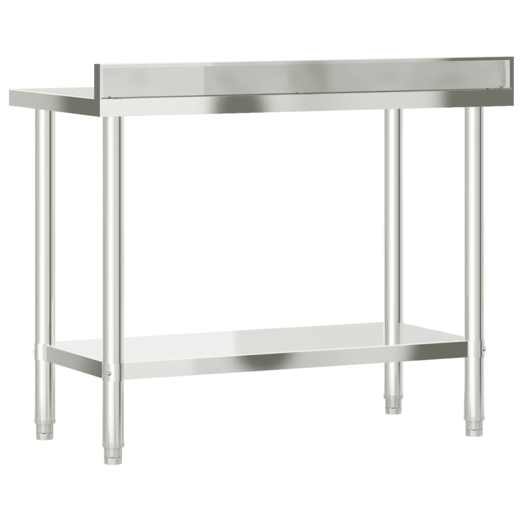 Kitchen work table with upstand 110x55x93 cm stainless steel