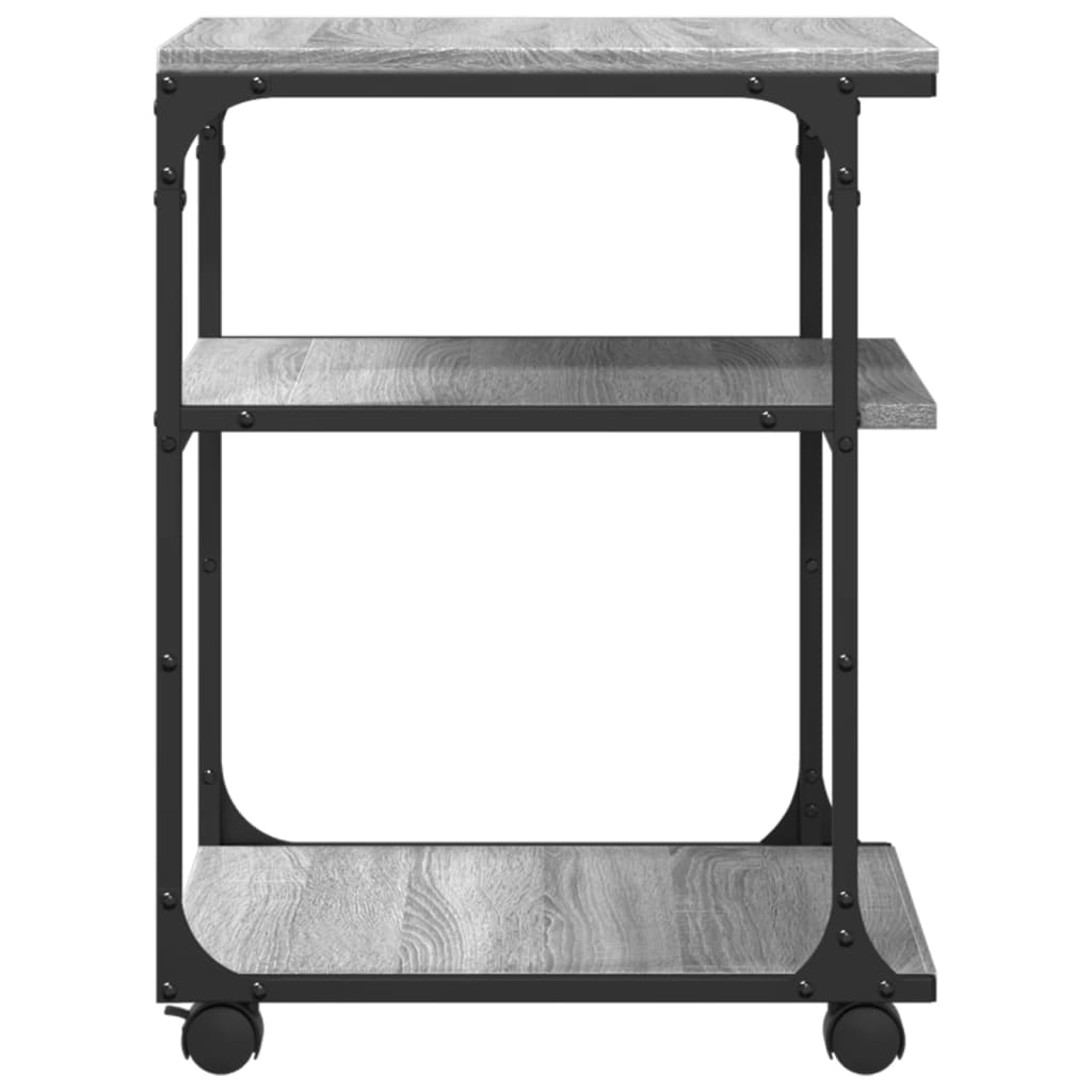 Druckerständer 3 Ablagen Grau Sonoma 43x48x64 cm Holzwerkstoff