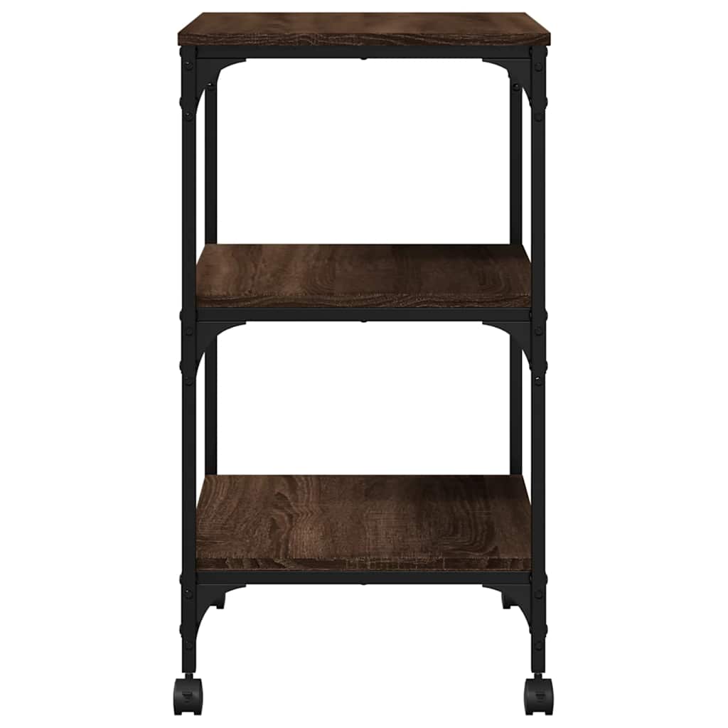 Druckerständer 3 Ablagen Braun Eichen-Optik 50x41x75 cm
