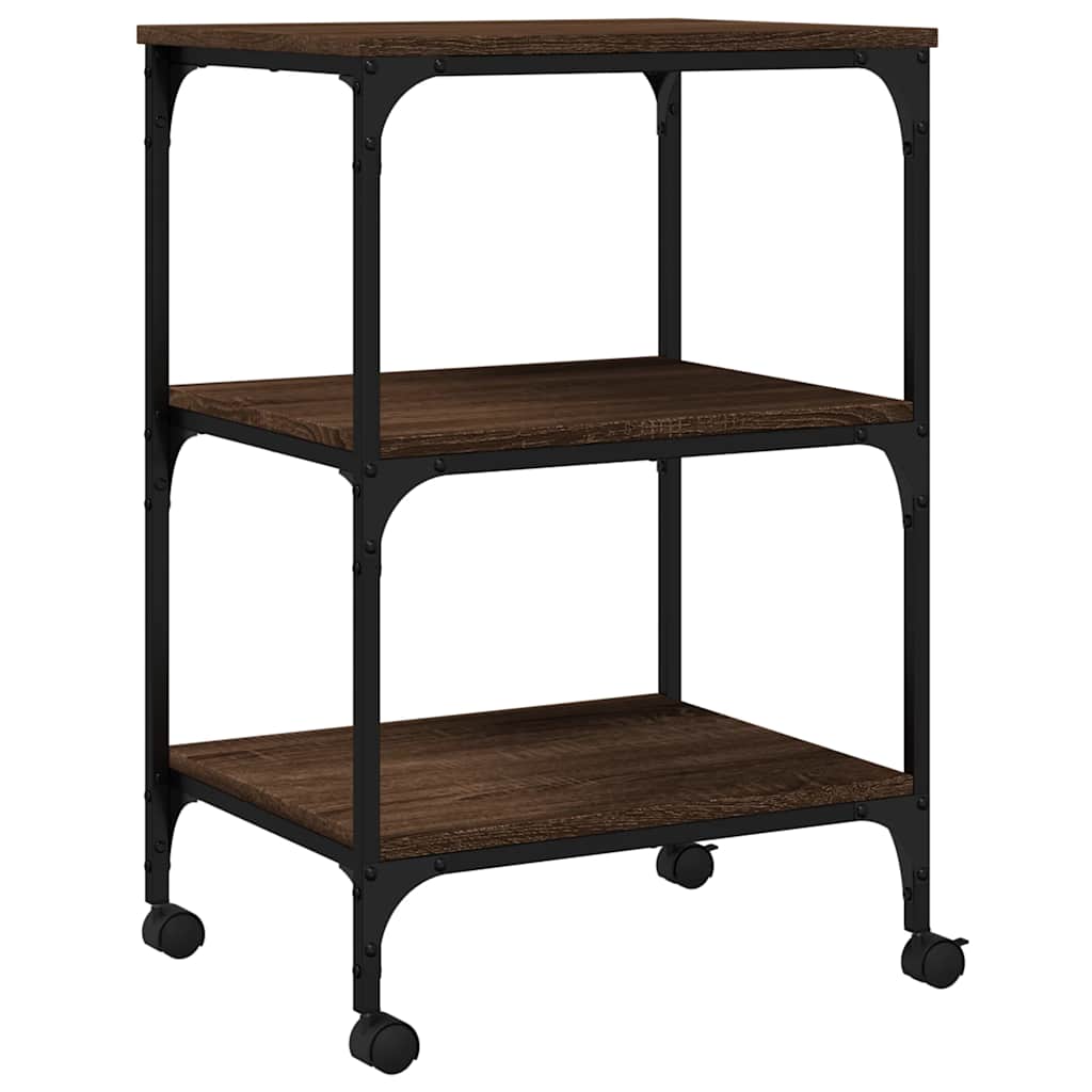 Druckerständer 3 Ablagen Braun Eichen-Optik 50x41x75 cm