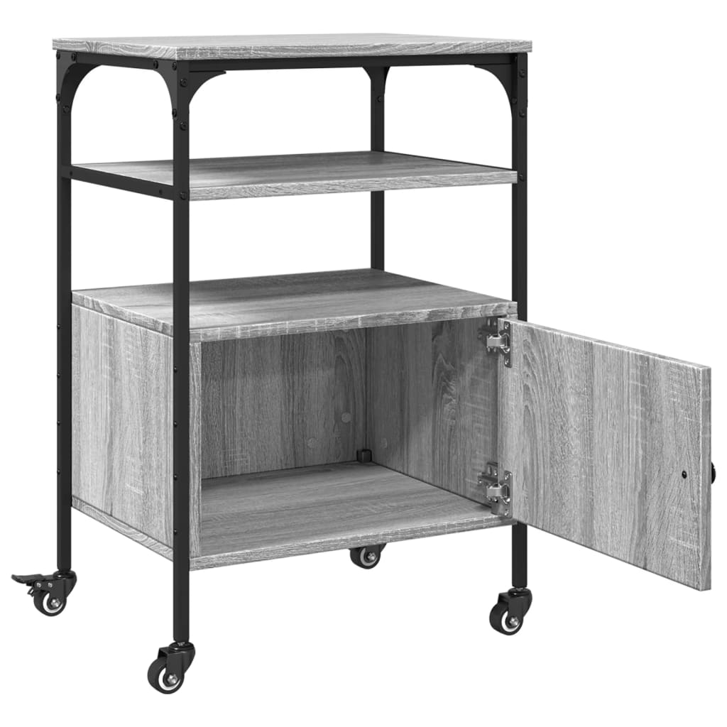 Druckerständer 3 Ablagen Grau Sonoma 50x40x76 cm Holzwerkstoff