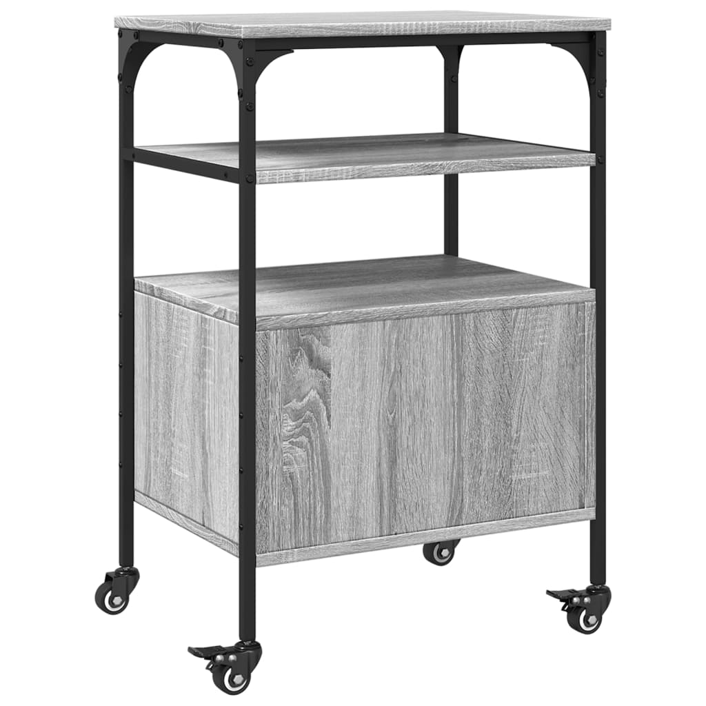 Druckerständer 3 Ablagen Grau Sonoma 50x40x76 cm Holzwerkstoff