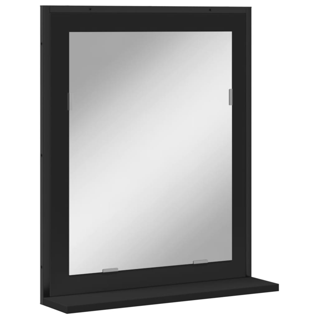 Badspiegel mit Ablage Schwarz 50x12x60 cm Holzwerkstoff