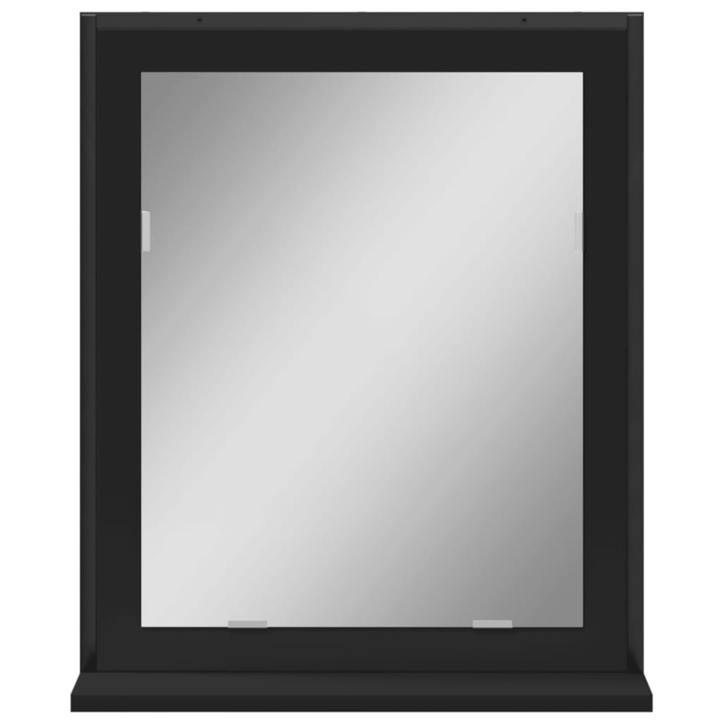 Badspiegel mit Ablage Schwarz 50x12x60 cm Holzwerkstoff