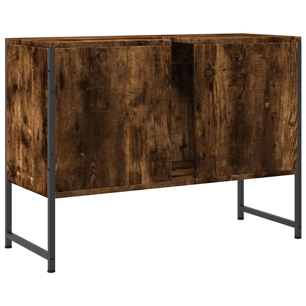 Waschbeckenunterschrank Räuchereiche 80x33x60 cm Holzwerkstoff
