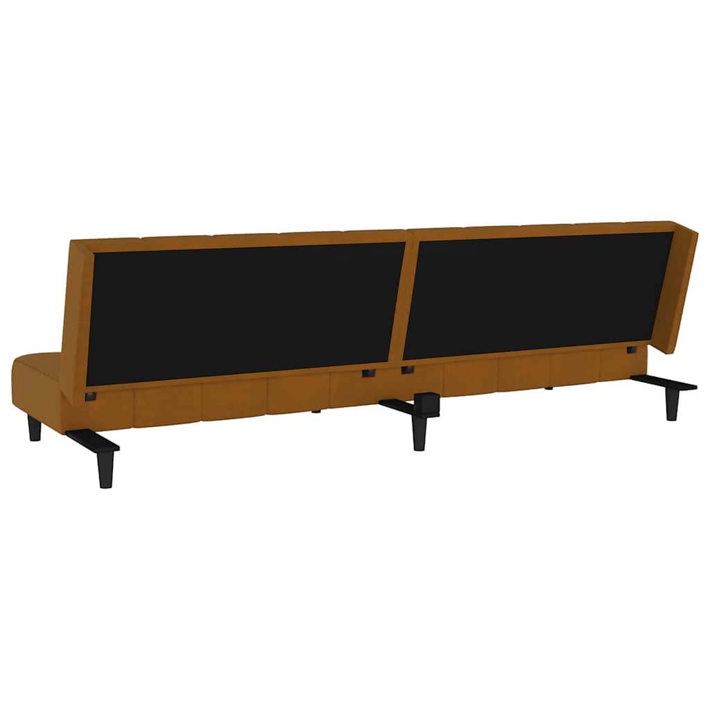 Schlafsofa 2-Sitzer Braun Samt