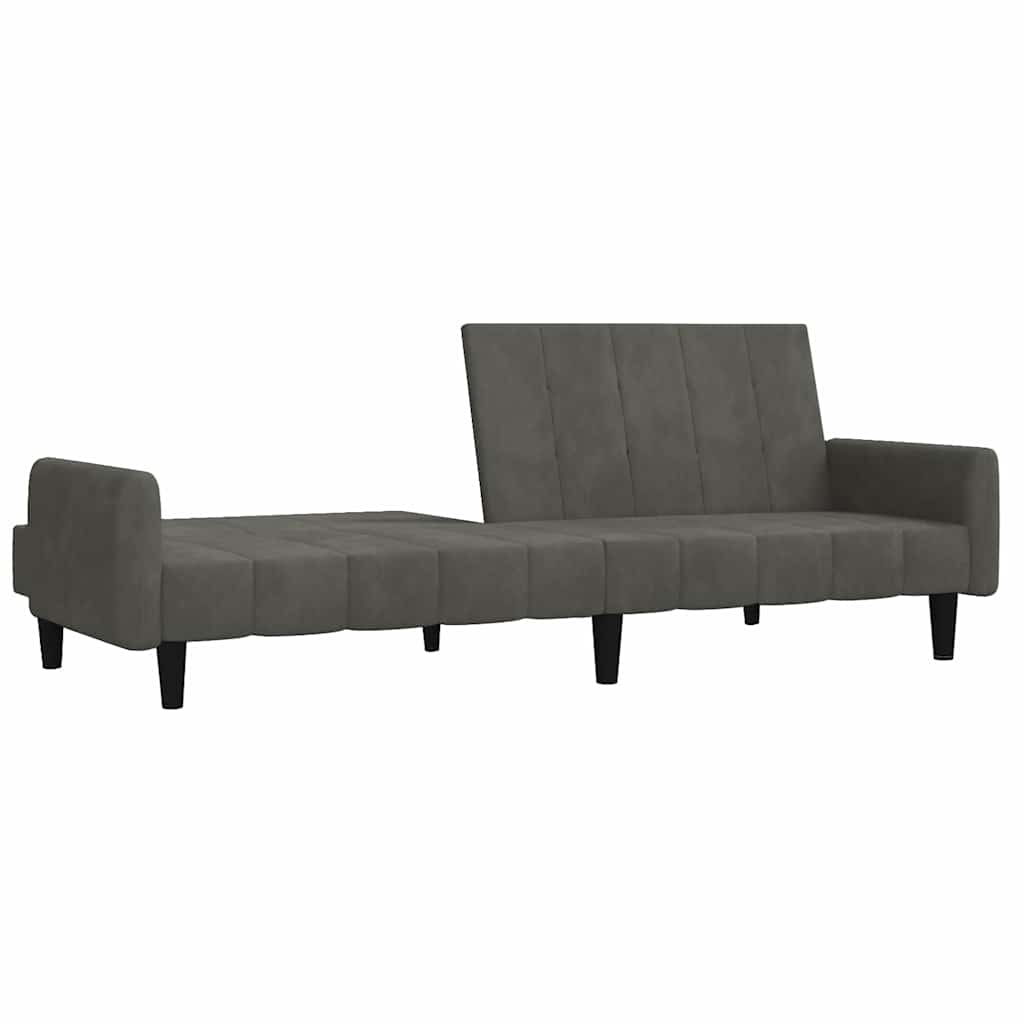 Schlafsofa 2-Sitzer Dunkelgrau Samt