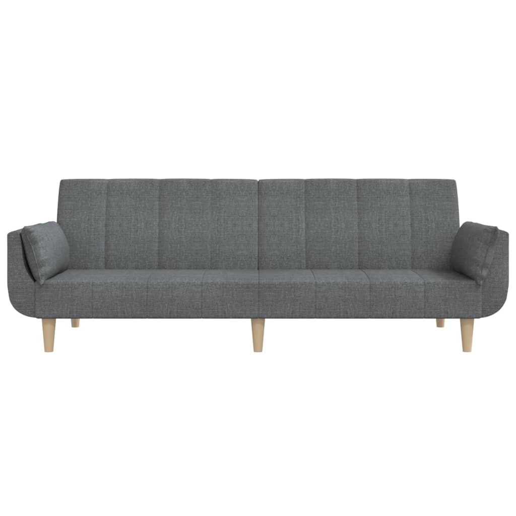 Schlafsofa 2-Sitzer mit 2 Kissen Hellgrau Stoff