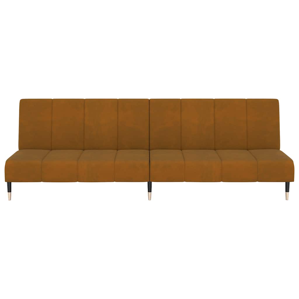Schlafsofa 2-Sitzer Braun Samt