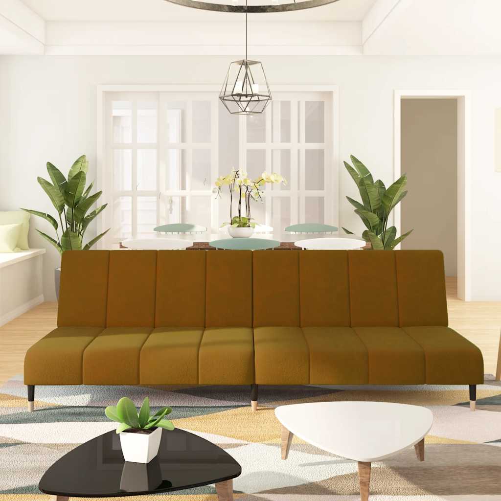 Schlafsofa 2-Sitzer Braun Samt