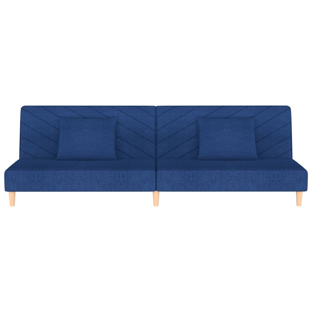 Schlafsofa 2-Sitzer mit 2 Kissen Blau Stoff