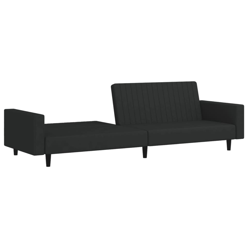 Schlafsofa 2-Sitzer Schwarz Samt